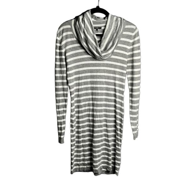 Tart Gray and White Striped Cowl Neck Sweater Dress Size Small - Picture 1 of 9